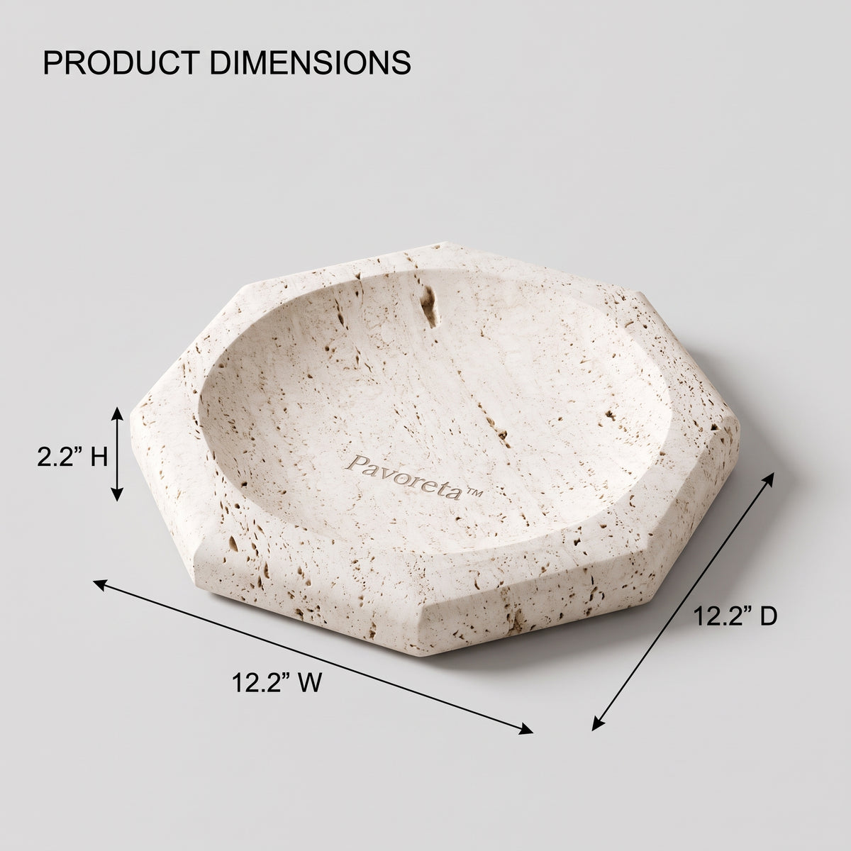 Pavoreta™ Octagonal Travertine Entryway Catchall Dish — product gallery image 3
