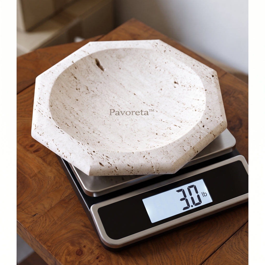 Pavoreta™ Octagonal Travertine Entryway Catchall Dish — product gallery image 4