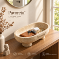 Pavoreta™ Sculpted Travertine Oval Vanity Dish — product gallery image 1