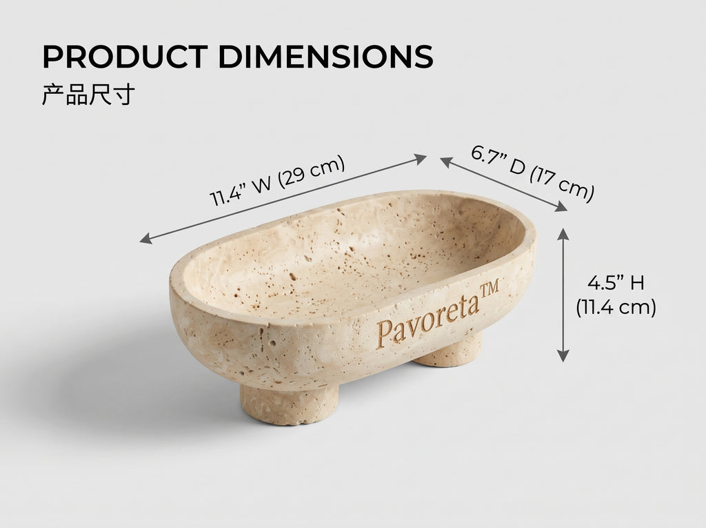 Pavoreta™ Sculpted Travertine Oval Vanity Dish — product gallery image 3