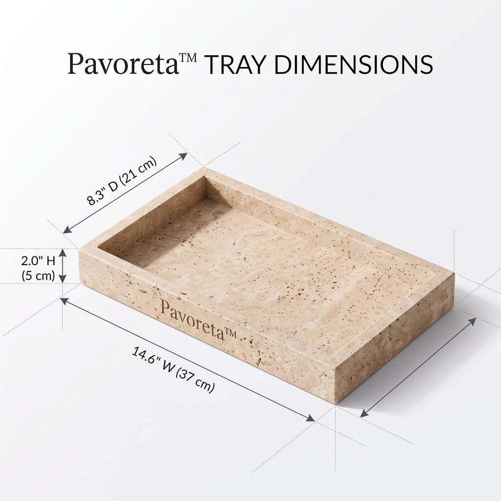 Pavoreta™ Natural Travertine Rectangular Accent Tray — product gallery image 3