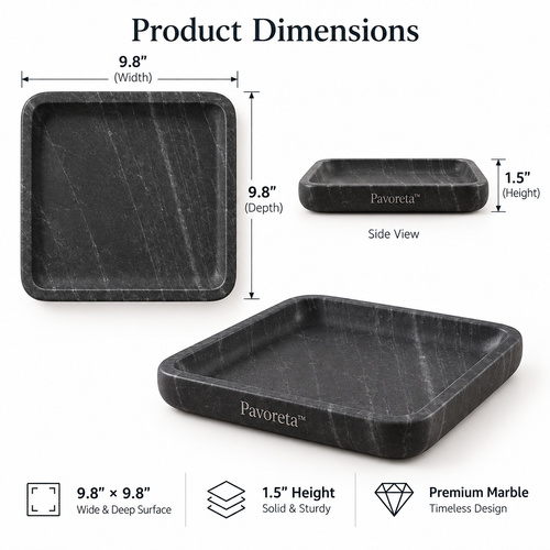 Pavoreta™ Black Textured Leather Square Valet Tray — product gallery image 2