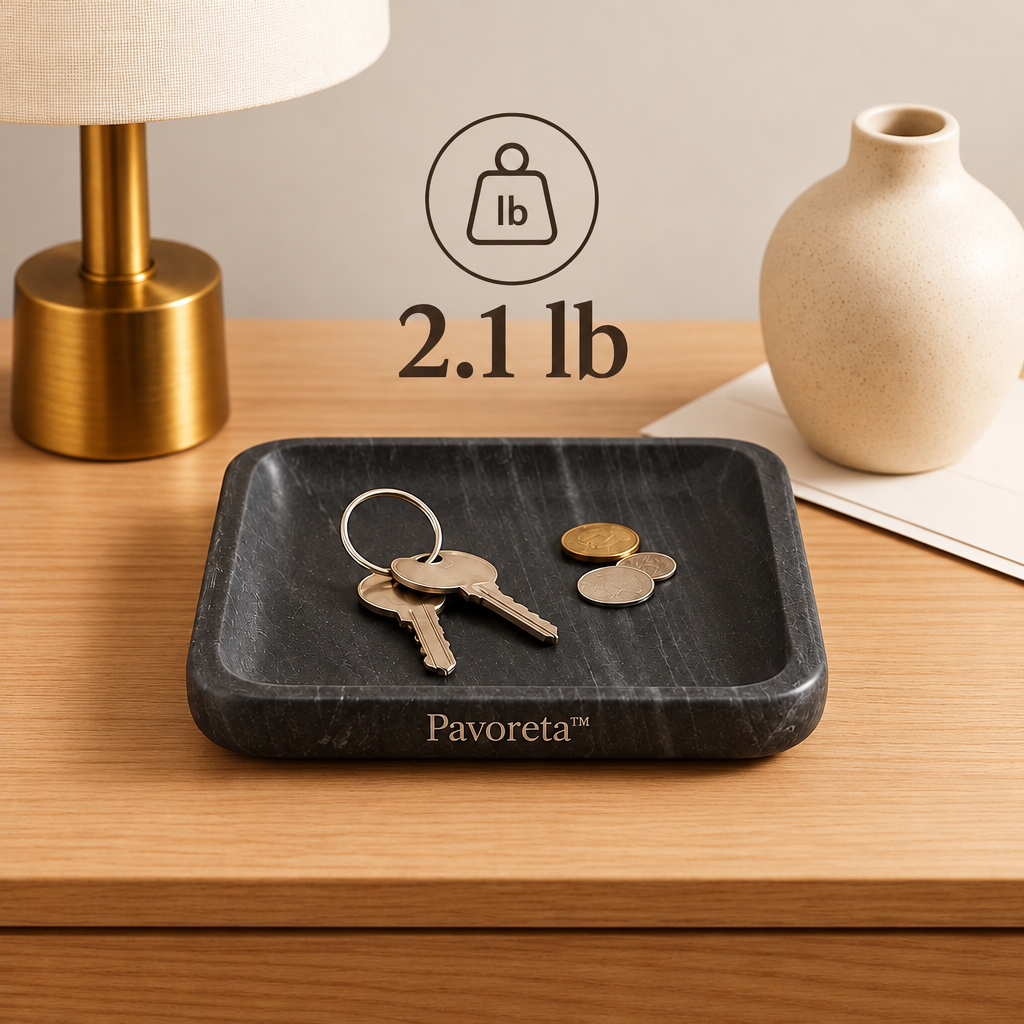Pavoreta™ Black Textured Leather Square Valet Tray — product gallery image 3