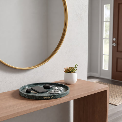 Pavoreta™ Green Marble Round Valet Tray — product gallery image 1