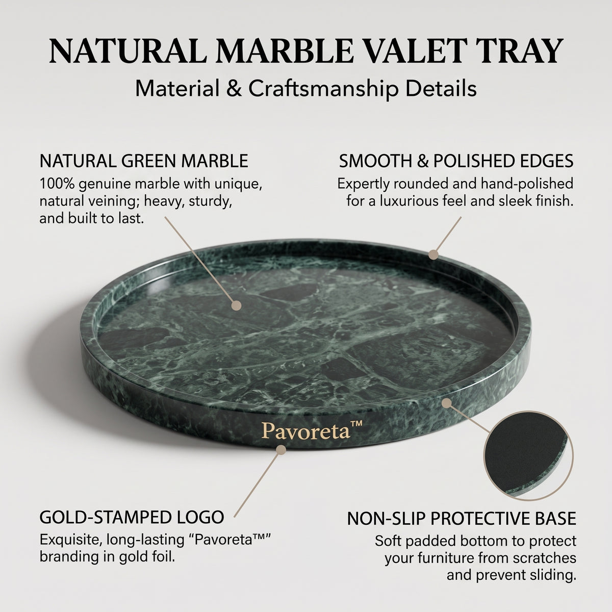 Pavoreta™ Green Marble Round Valet Tray — product gallery image 5
