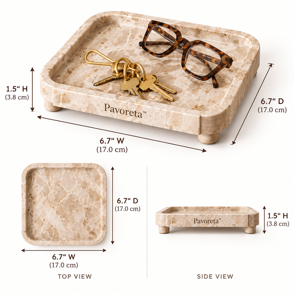 Pavoreta™ Organic-Edge Travertine Trinket Tray — product gallery image 2