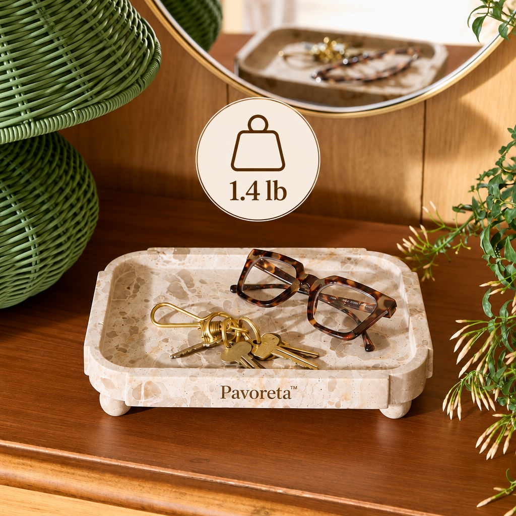 Pavoreta™ Organic-Edge Travertine Trinket Tray — product gallery image 3