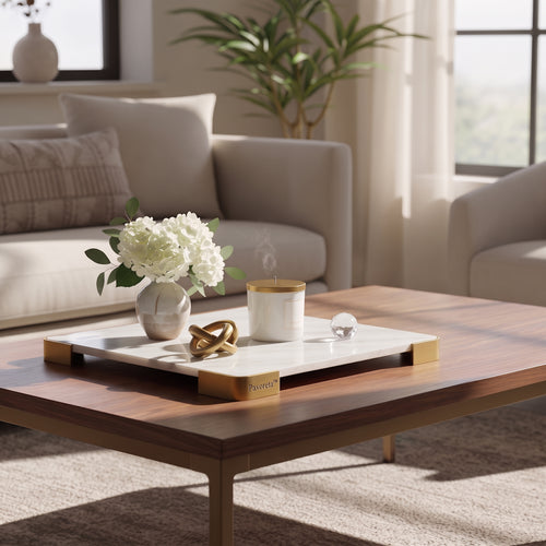 Pavoreta™ Carrara-Style Marble Accent Tray with Warm Edge — product gallery image 1