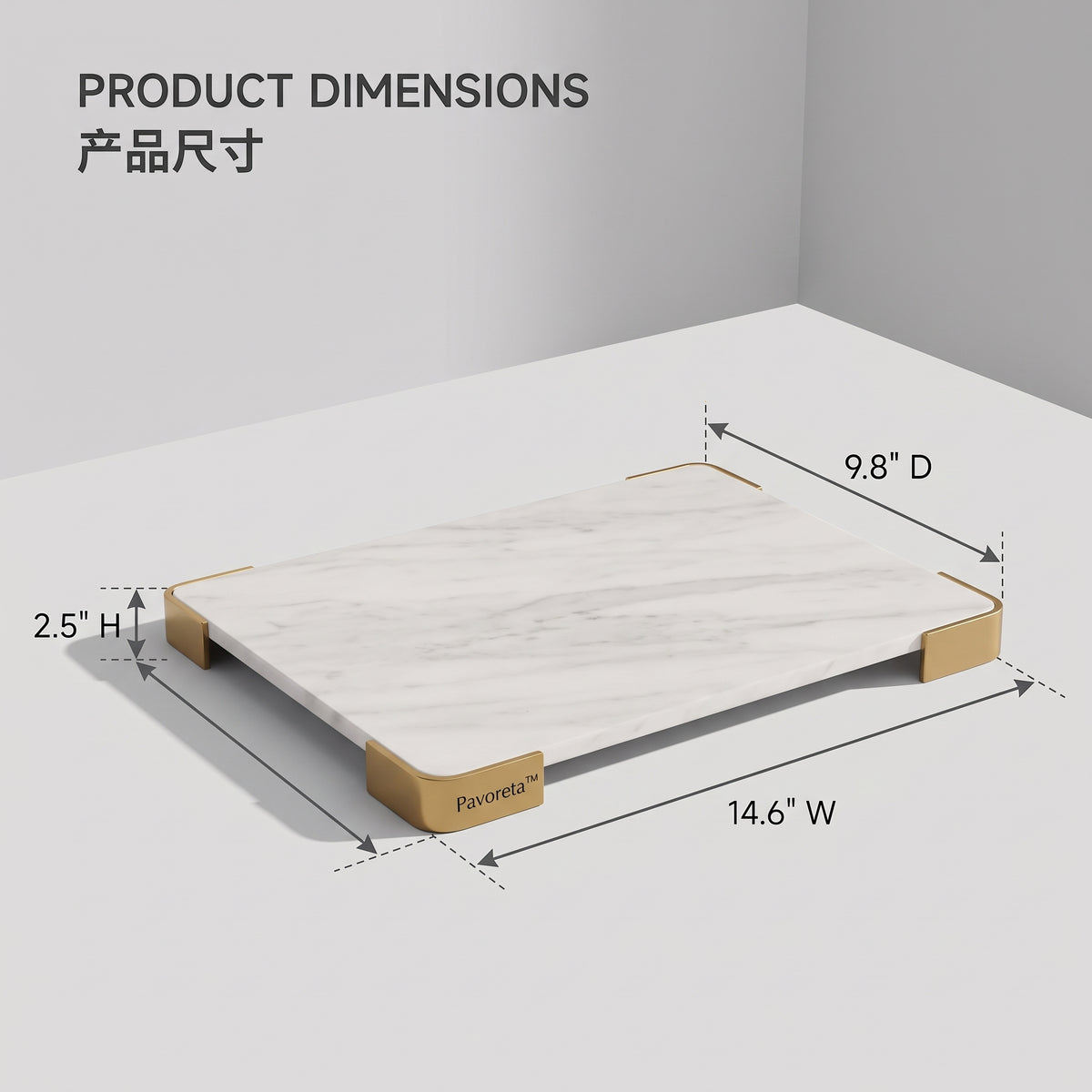 Pavoreta™ Carrara-Style Marble Accent Tray with Warm Edge — product gallery image 3