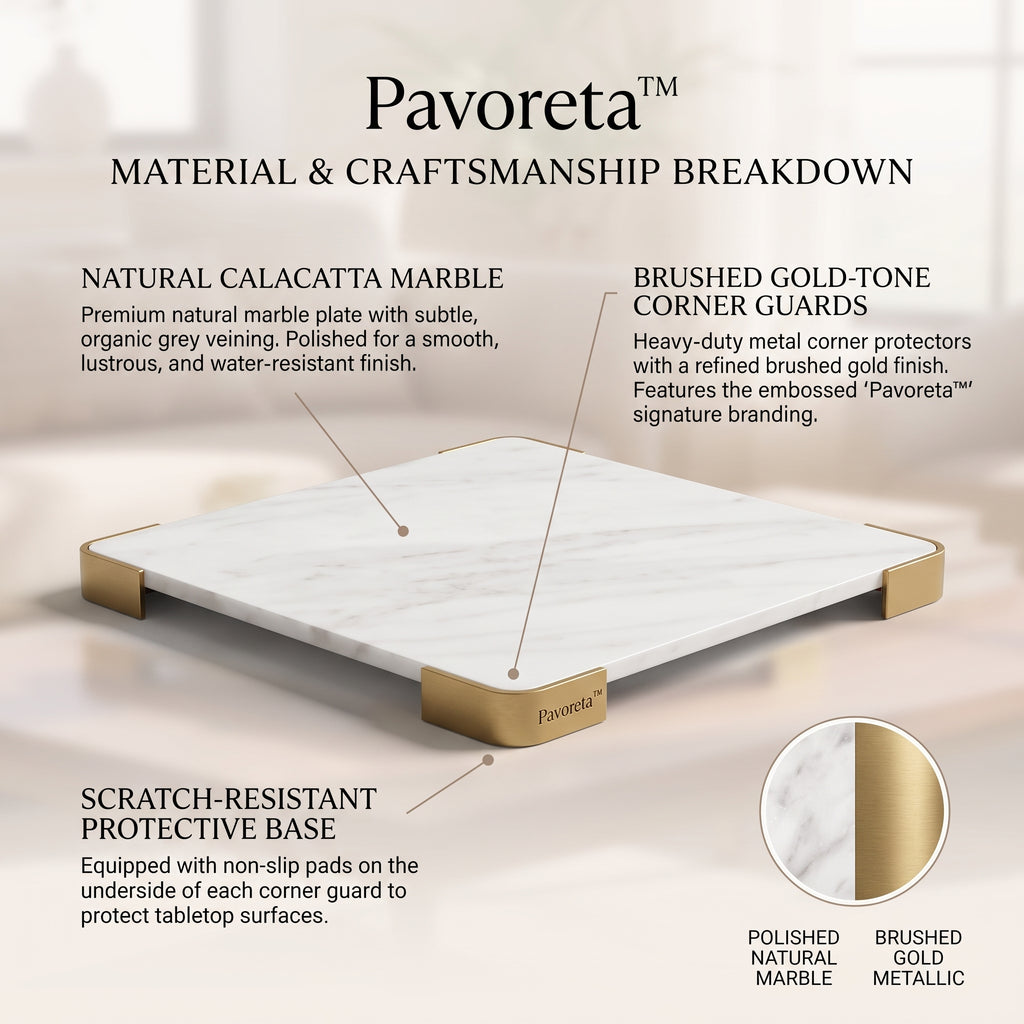 Pavoreta™ Carrara-Style Marble Accent Tray with Warm Edge — product gallery image 4