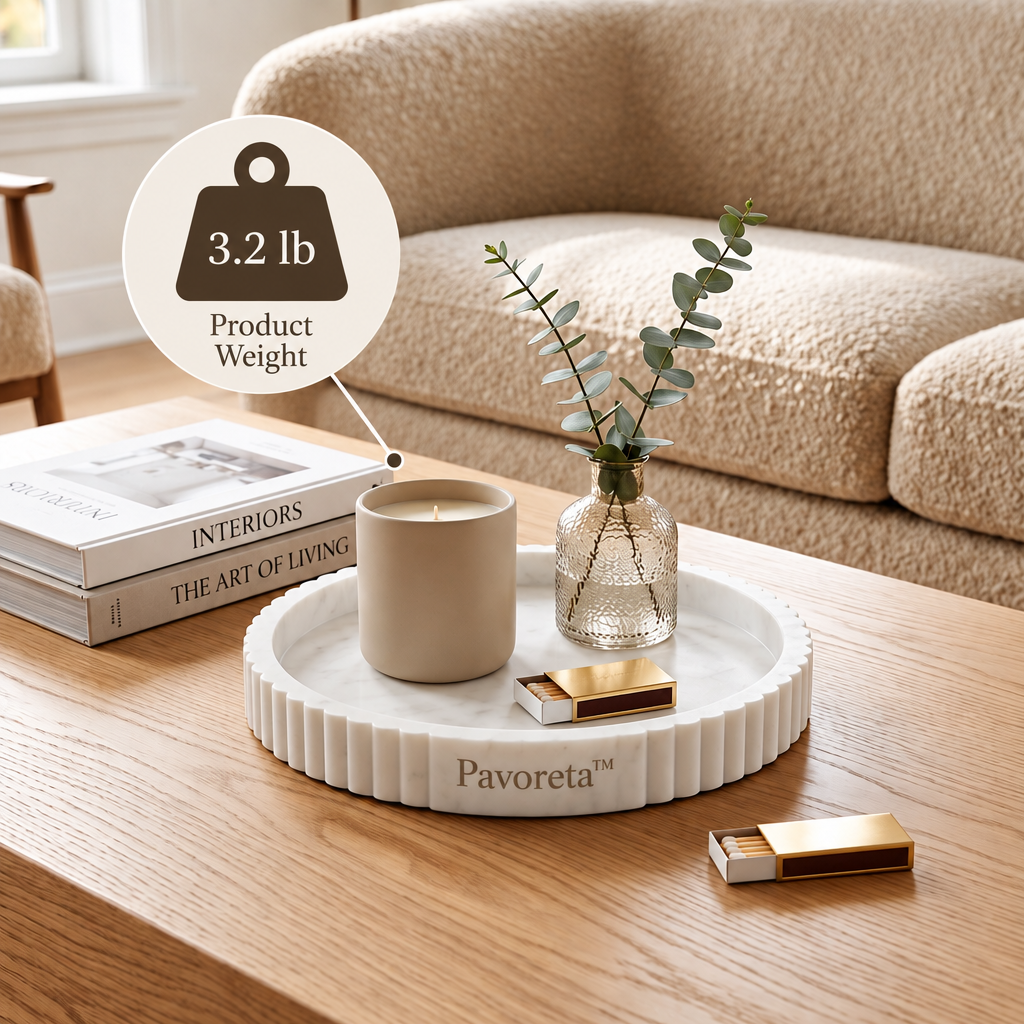 Pavoreta™ Ribbed Travertine Round Catchall Tray — product gallery image 3