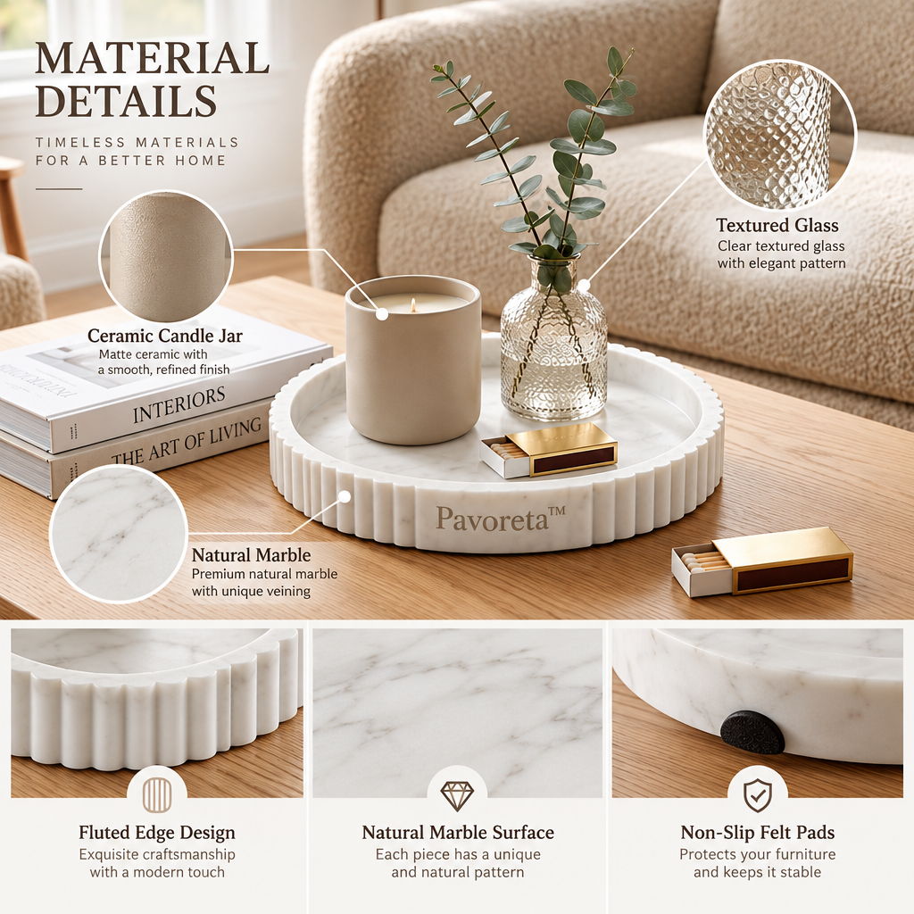 Pavoreta™ Ribbed Travertine Round Catchall Tray — product gallery image 4