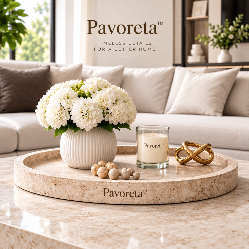 Pavoreta™ Natural Travertine Oval Decorative Tray — product gallery image 1