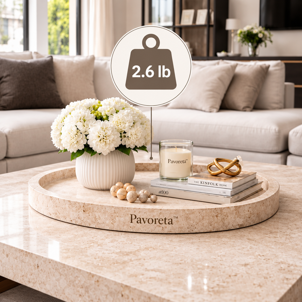 Pavoreta™ Natural Travertine Oval Decorative Tray — product gallery image 4