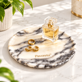 Pavoreta™ Polished White Marble Round Vanity Tray — product gallery image 1
