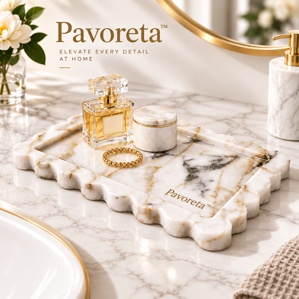 Pavoreta™ Multi-Piece Marble Vanity Organizer Set — product gallery image 1