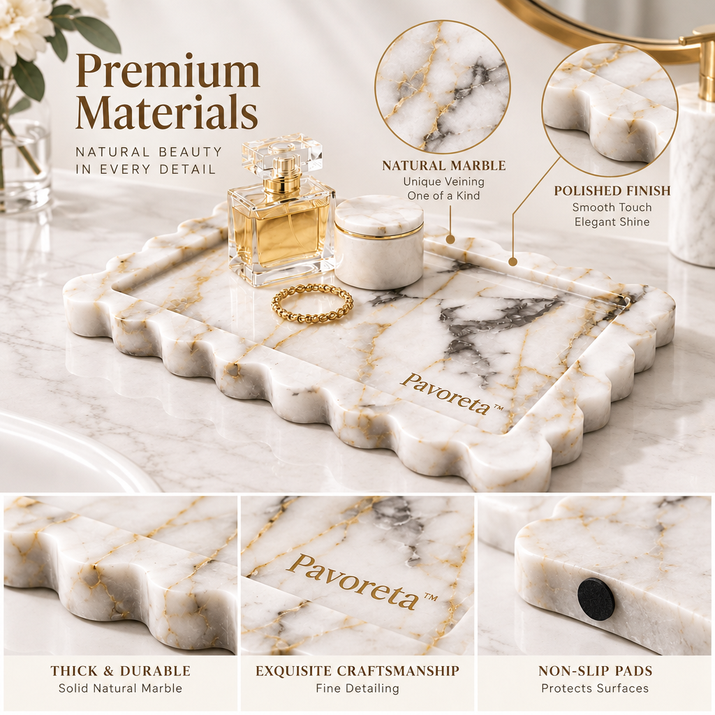 Pavoreta™ Multi-Piece Marble Vanity Organizer Set — product gallery image 5