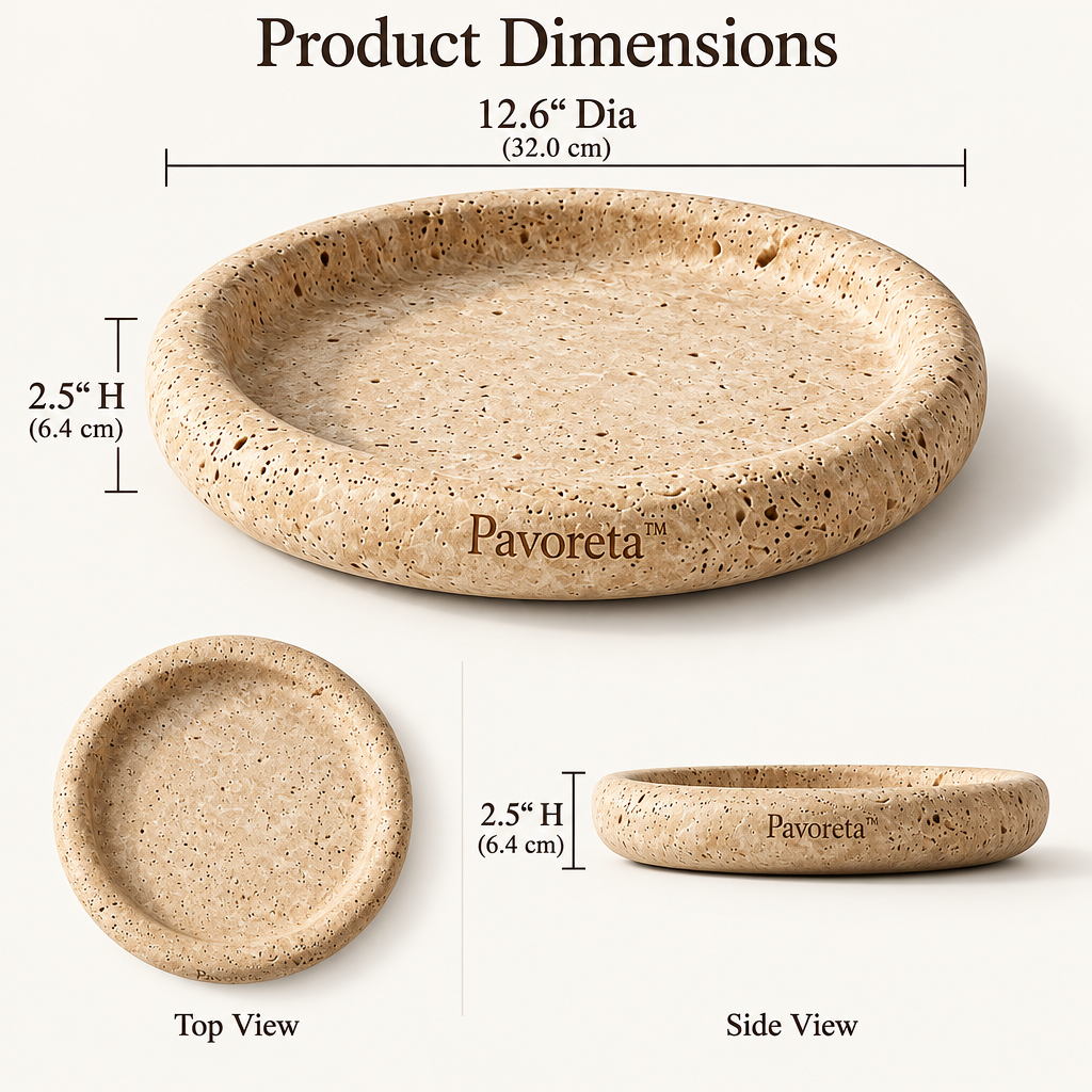 Pavoreta™ Textured Travertine Round Catchall Tray — product gallery image 3